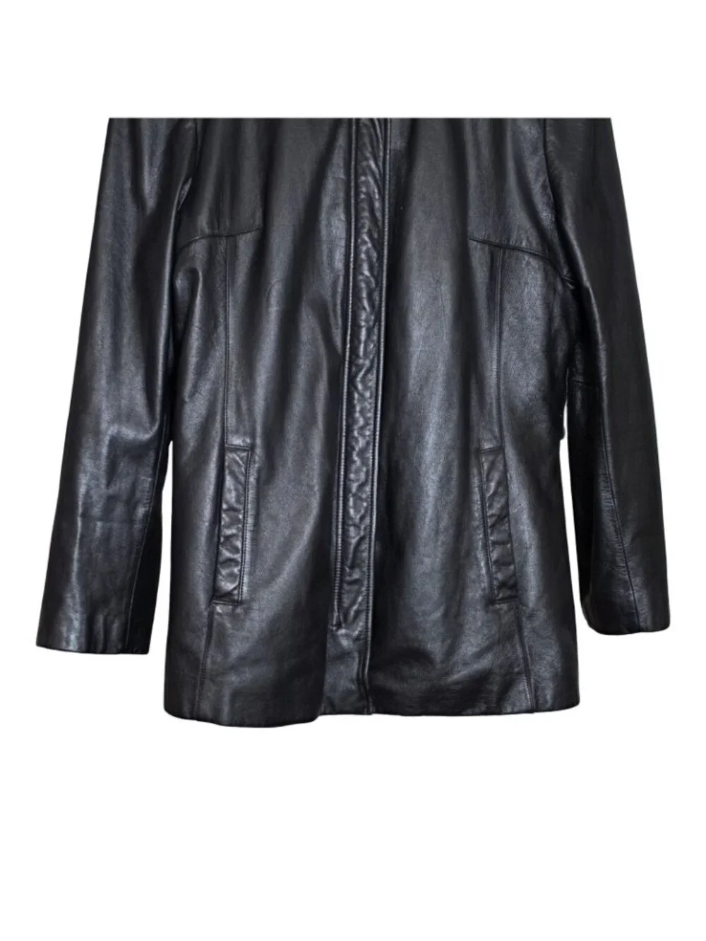 Women's - Wilson Black Leather Zip Up Jacket, Size Large - Picture 4 of 10